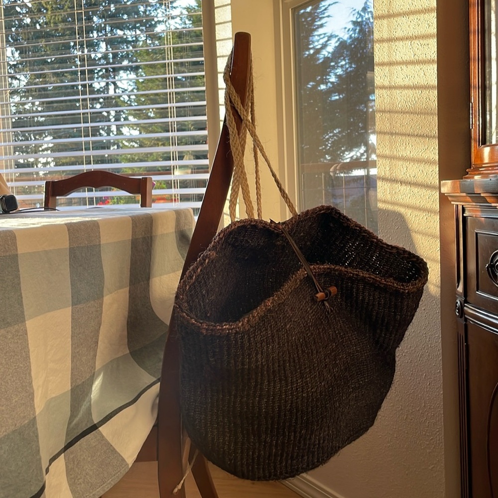 FREE PEOPLE woven basket backpack
